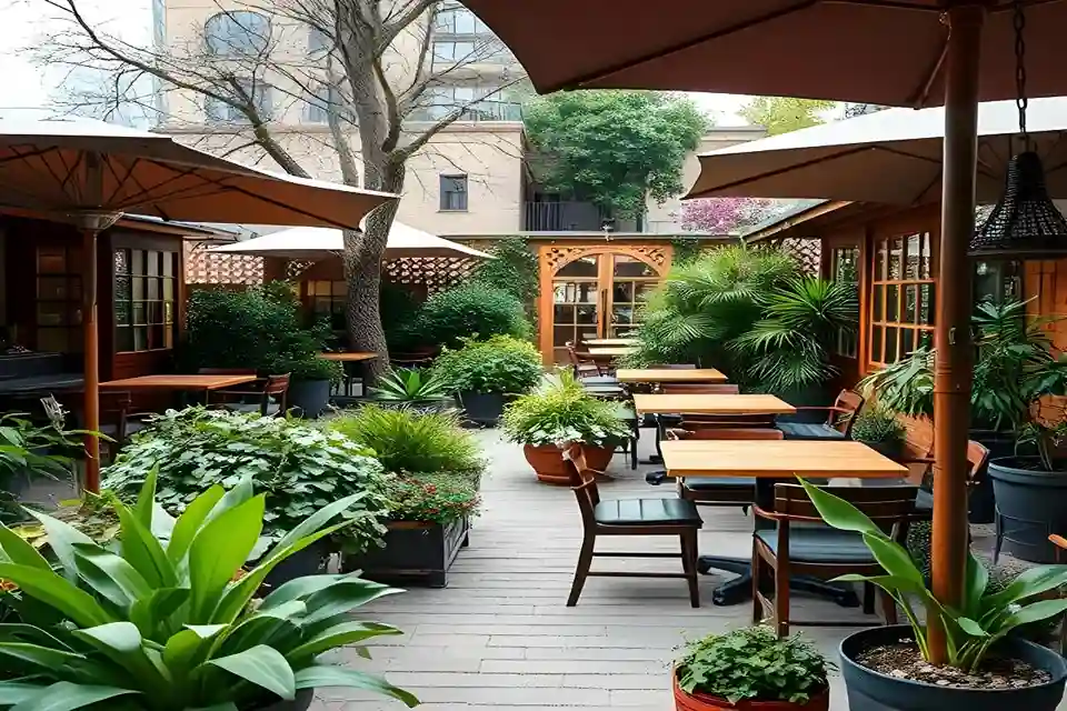 محوطه سازی فضای باز رستوران